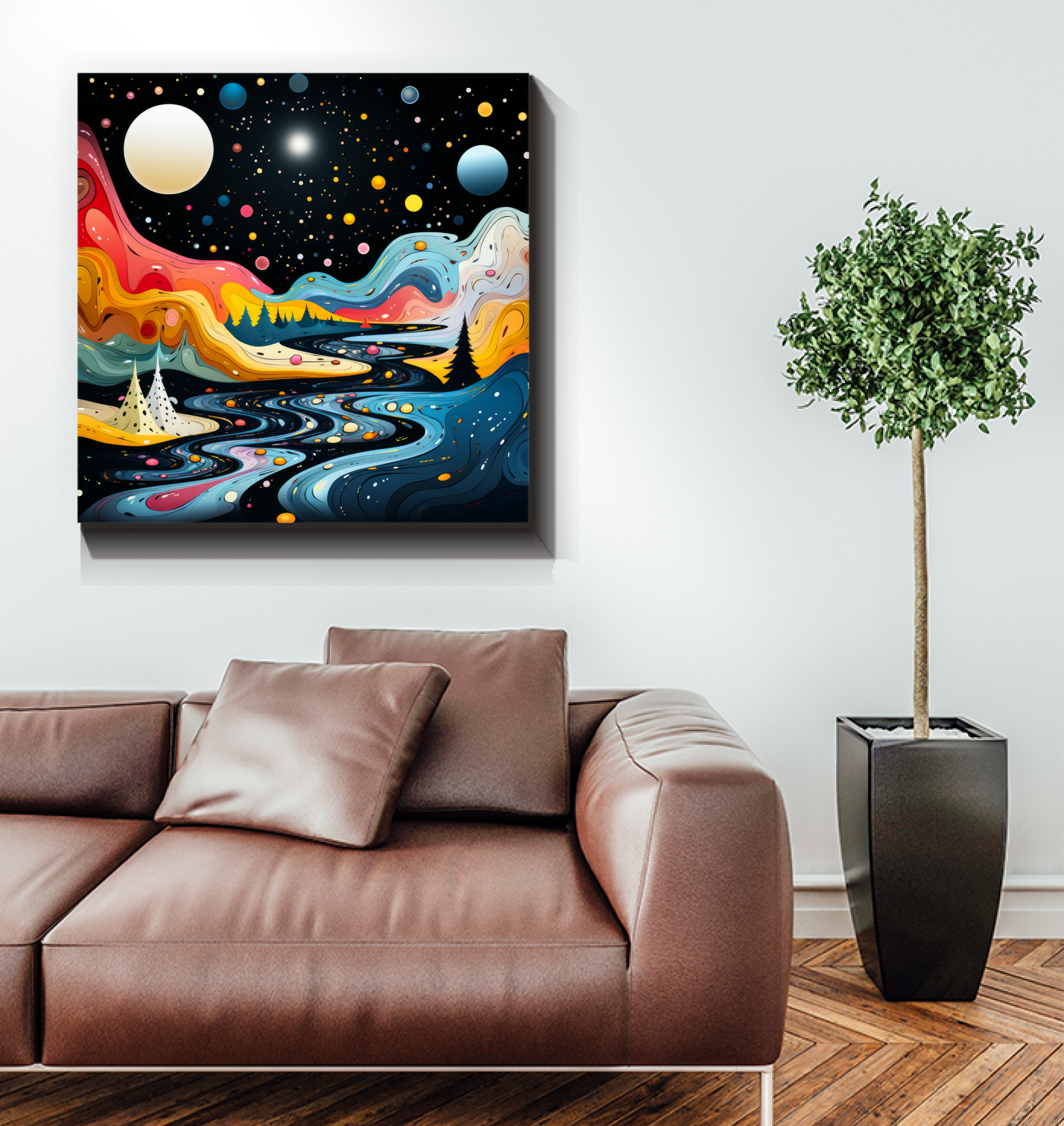 Luminous Lilies Pond Landscape Canvas