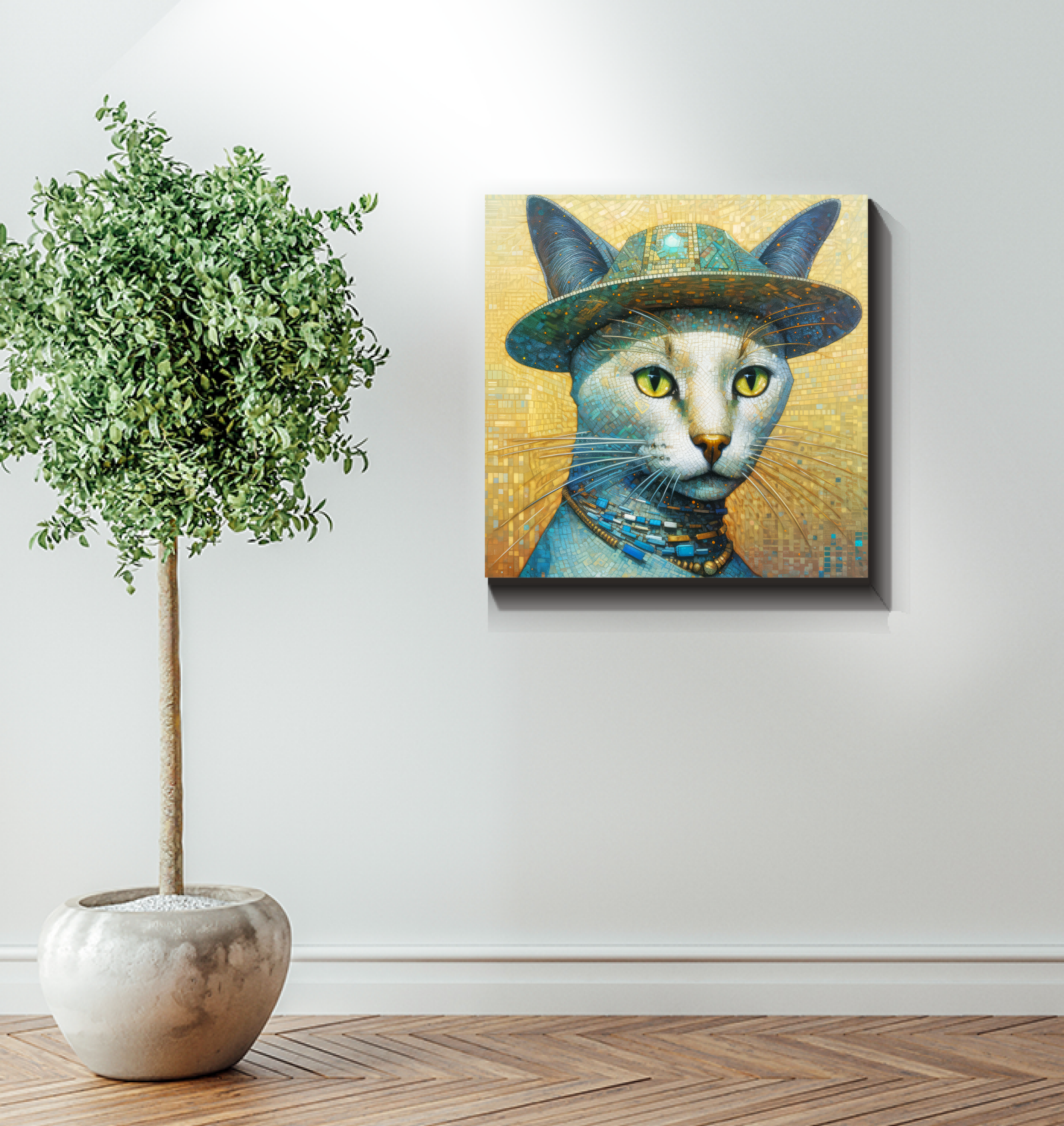 Cat lover's vibrant canvas wall art.