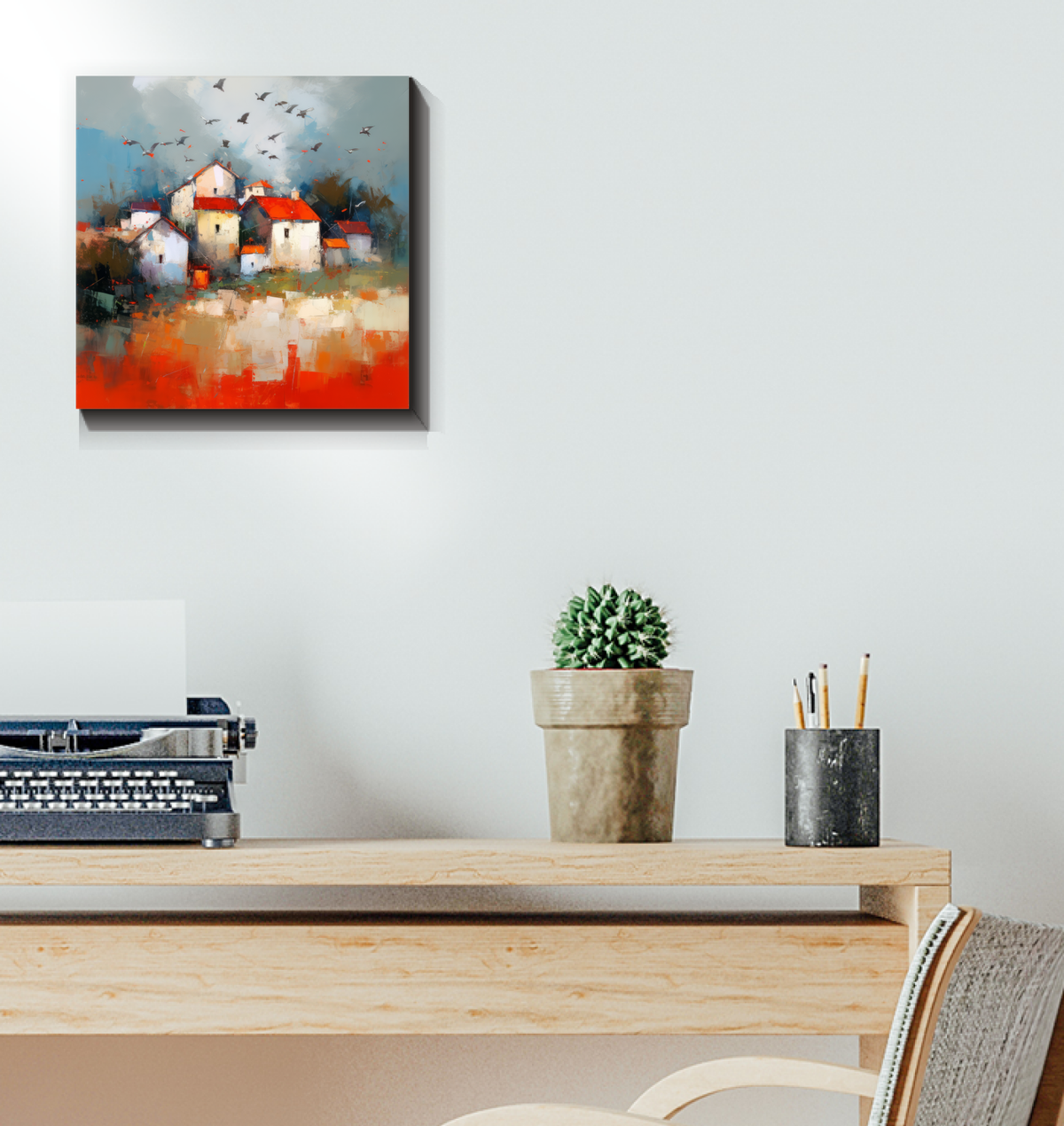 Tranquil Sunset Landscape Wrapped Canvas