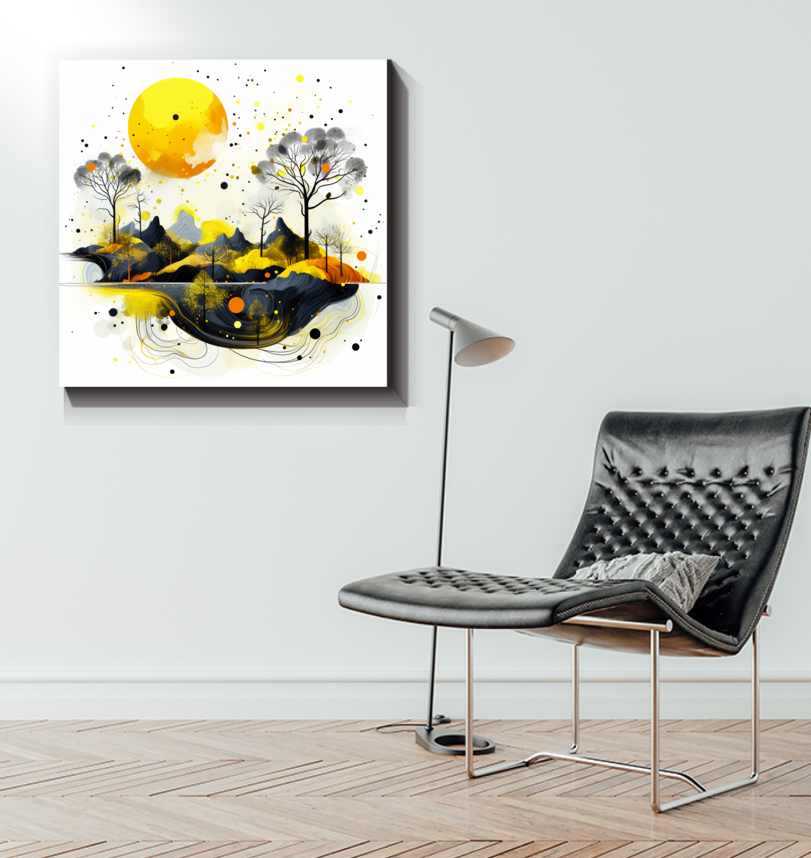 Serene Sunset Landscape Illustrated Canvas
