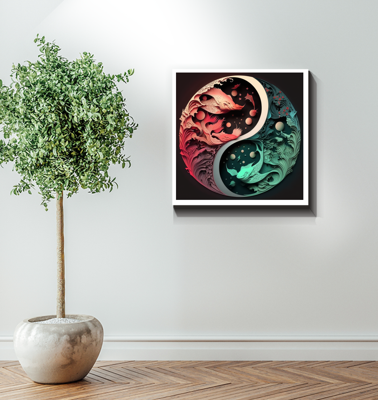 Stylish wrapped canvas with Pulse and Pause abstract.
