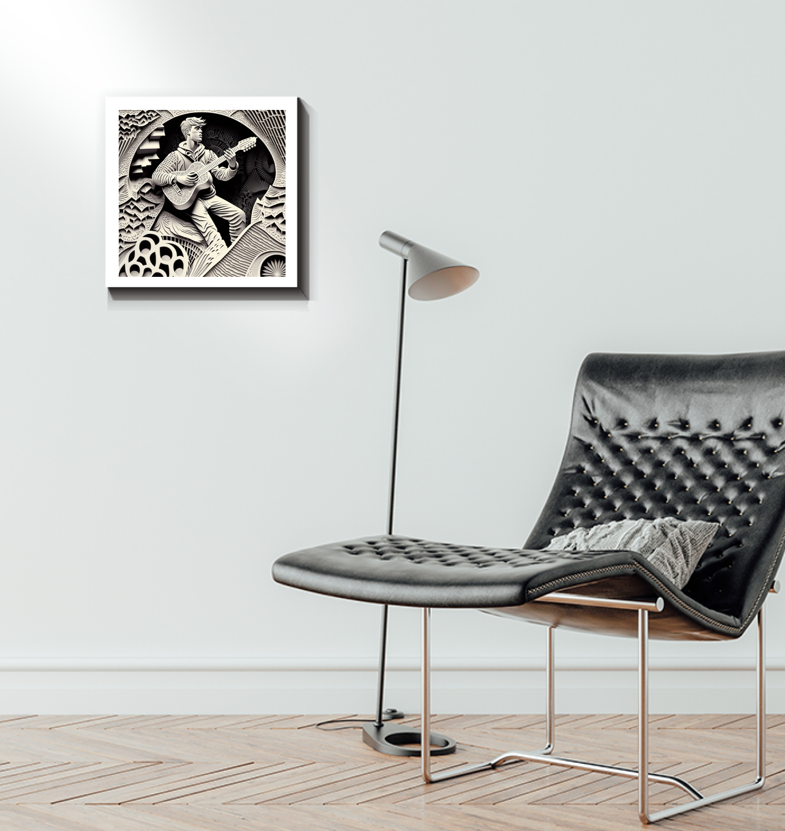 Artistic representation of indie folk music on wrapped canvas.
