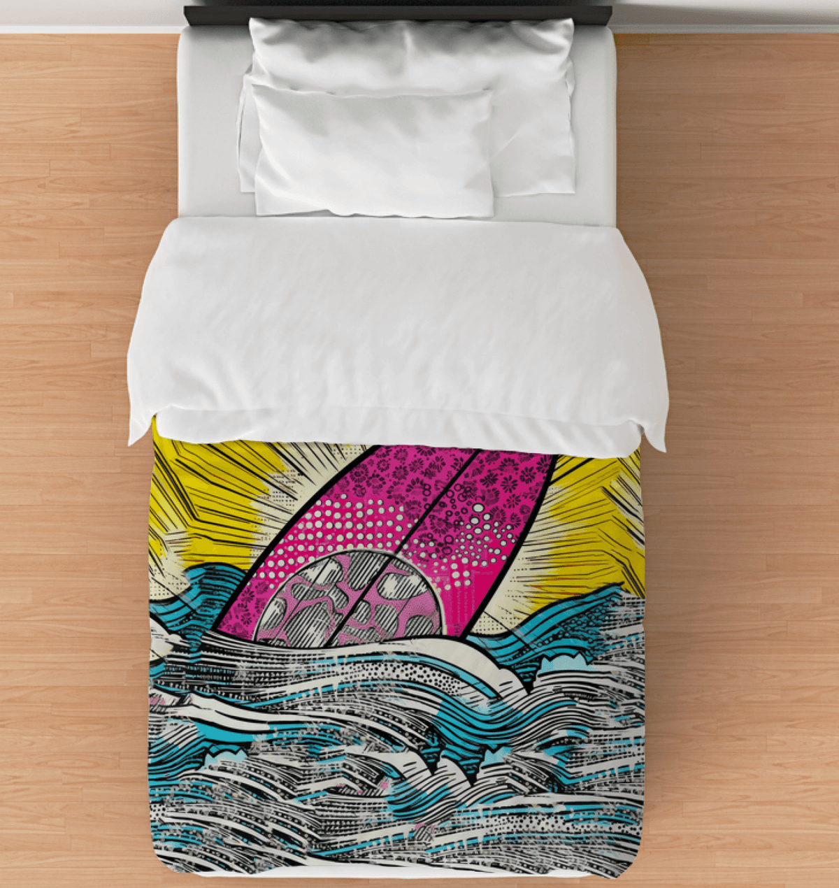 Surfing 5 32 Twin Comforter with Peaceful Ocean Waves Design