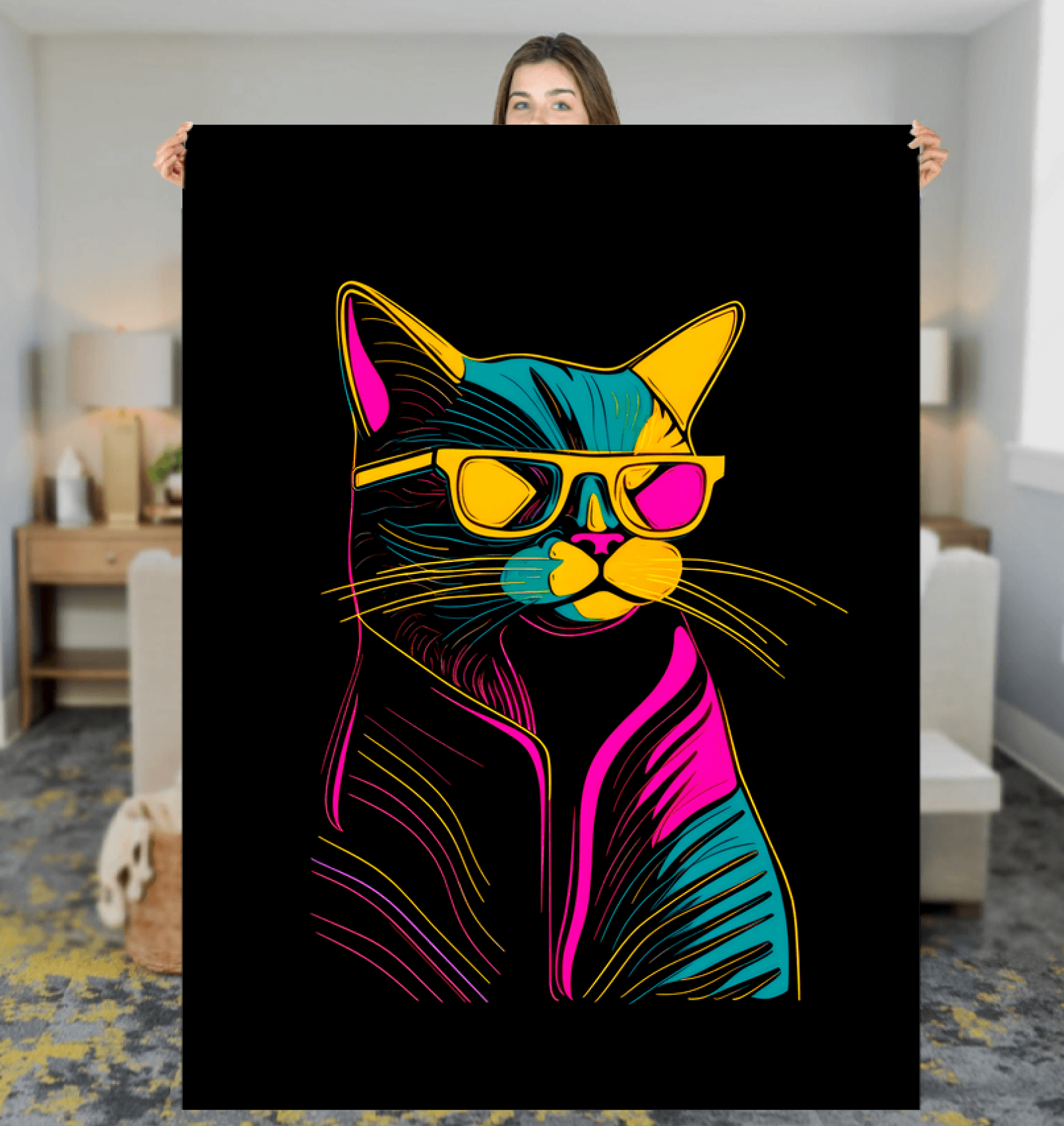 Cats' Night Prowl Sherpa Blanket - Beyond T-shirts
