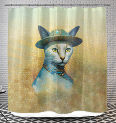 Moonlit cats design on shower curtain