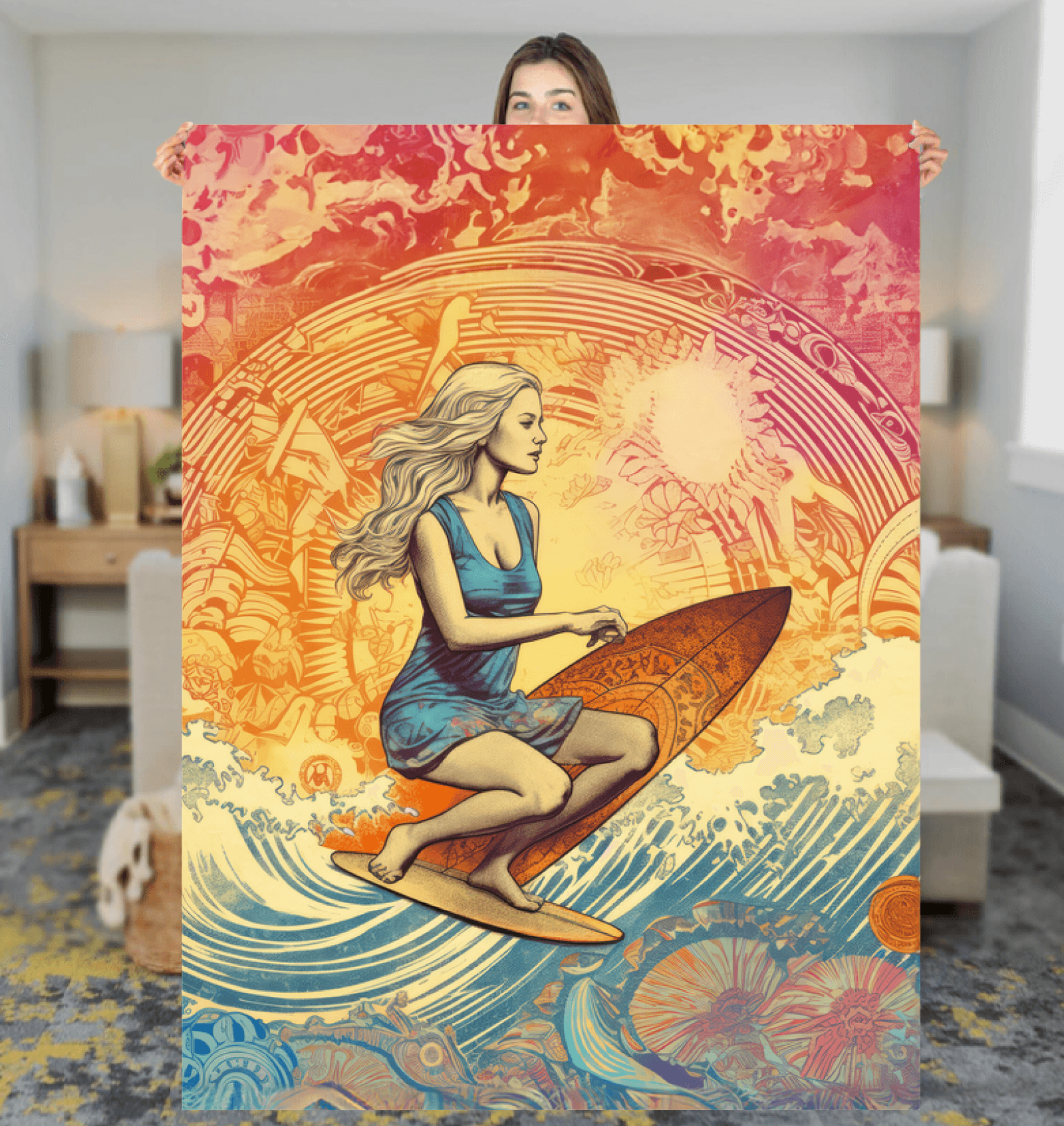 Surfing Serenity Fleece Throw - Beyond T-shirts