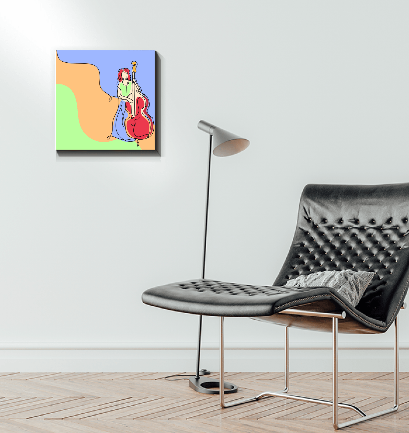 Contrabass Line Art 1 Wrapped Canvas - Beyond T-shirts
