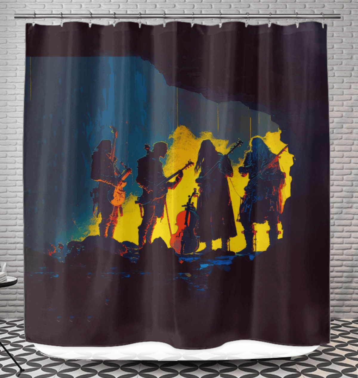 Elegant NS-847 waterproof shower curtain in bathroom setting.