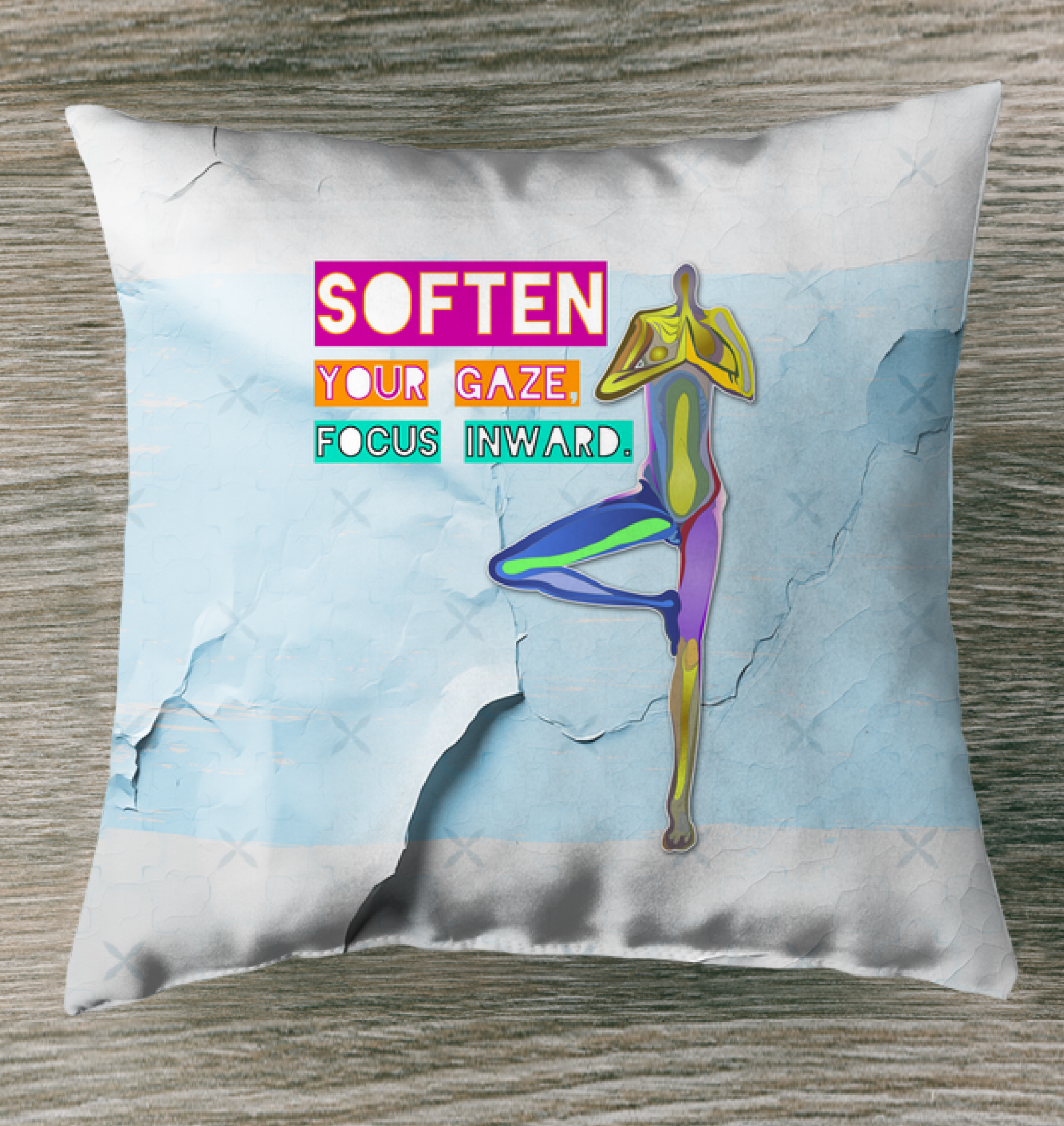 Outdoor pillow featuring energetic Cobra Pose design.