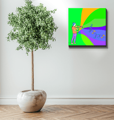 Lady Playing Violin Line Art Wrapped Canvas - Beyond T-shirts