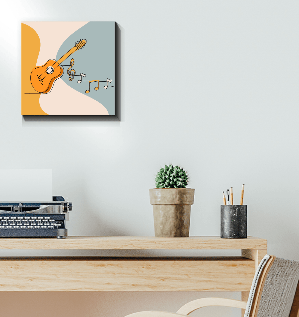 Guitar Line Art 3 Wrapped Canvas - Beyond T-shirts