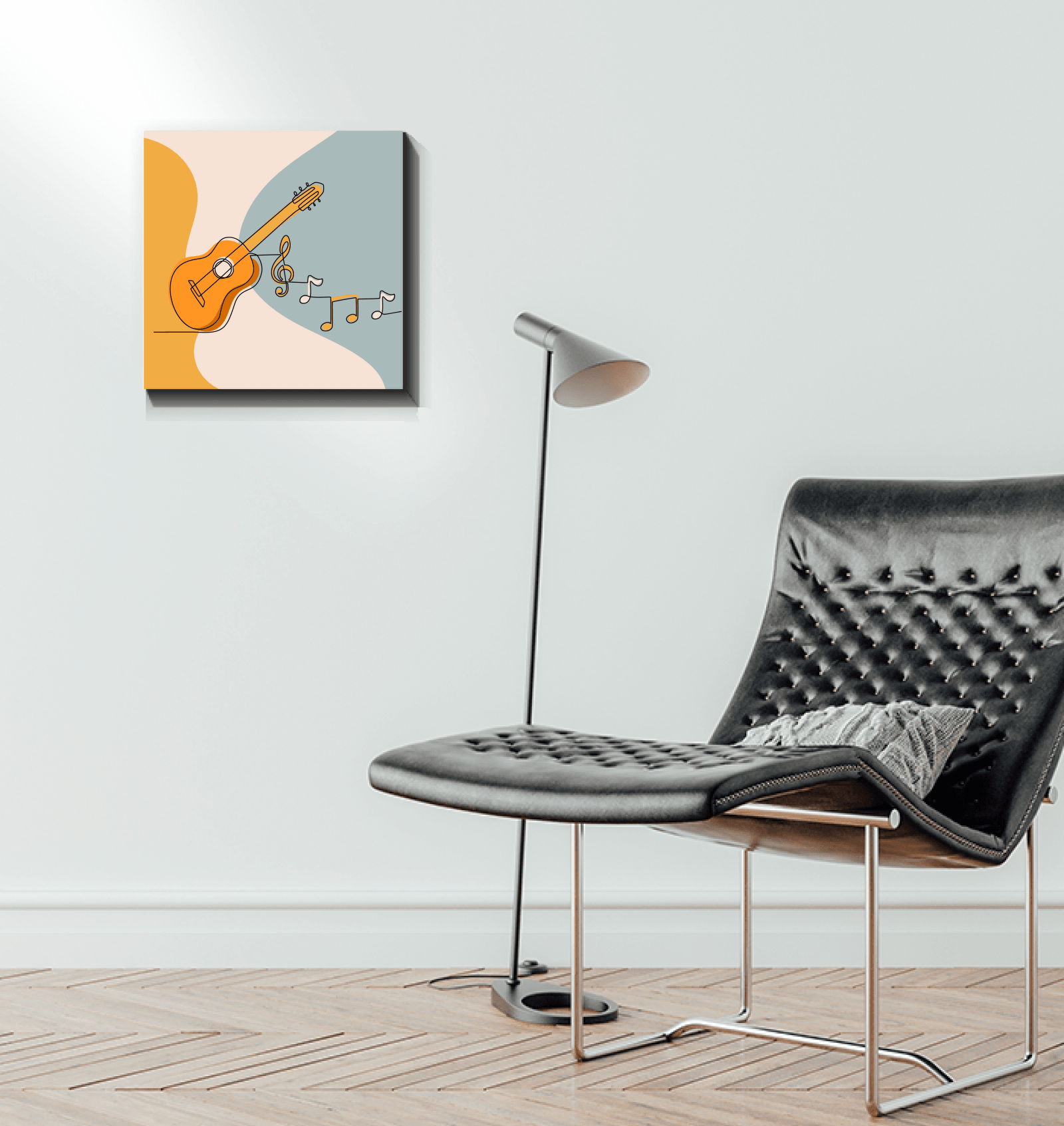 Guitar Line Art 3 Wrapped Canvas - Beyond T-shirts