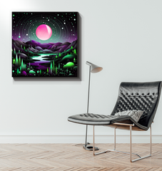 Celestial Cliffs Starry Landscape Canvas