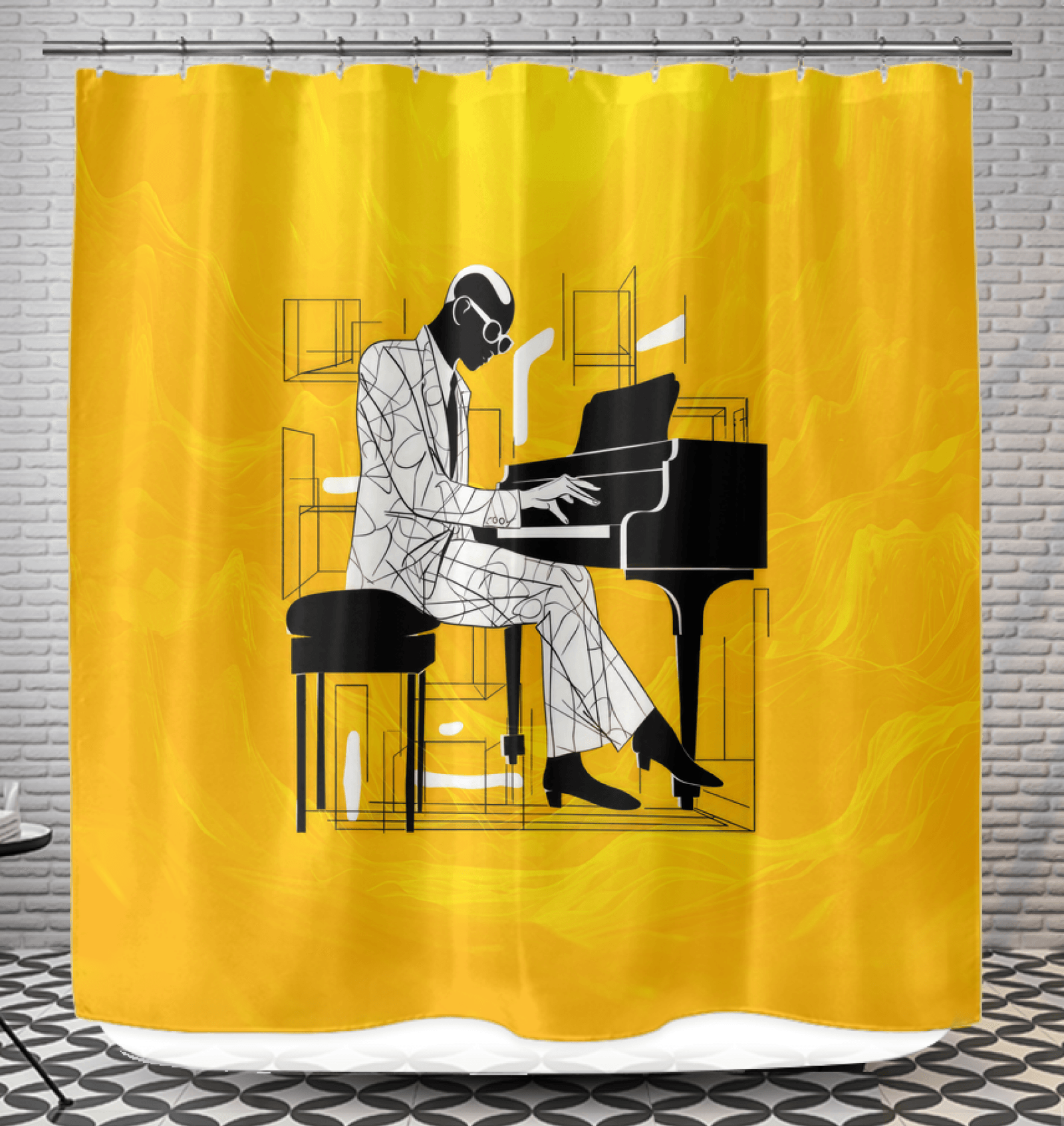 Glam Rock Revival Bathroom Curtain - Beyond T-shirts