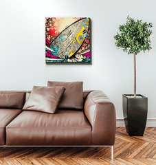 Surfing 5 33 Wrapped Canvas in a minimalist bedroom