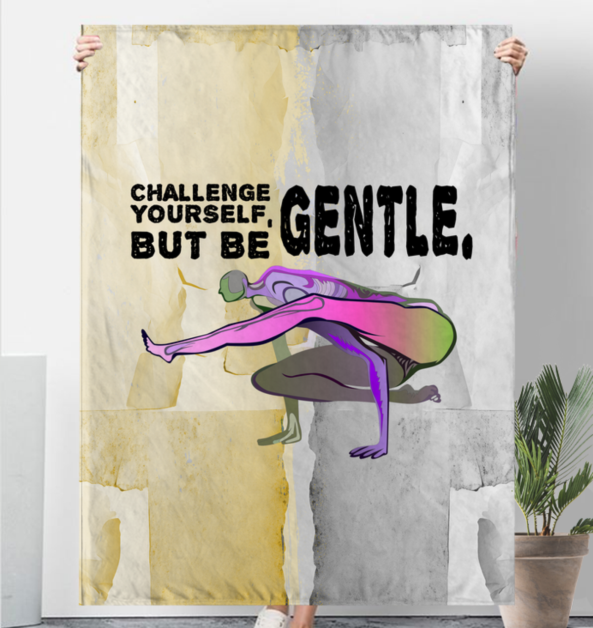 Energizing Sherpa blanket with Cobra Pose design.