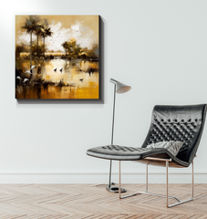 Starry Night Landscape Wrapped Canvas