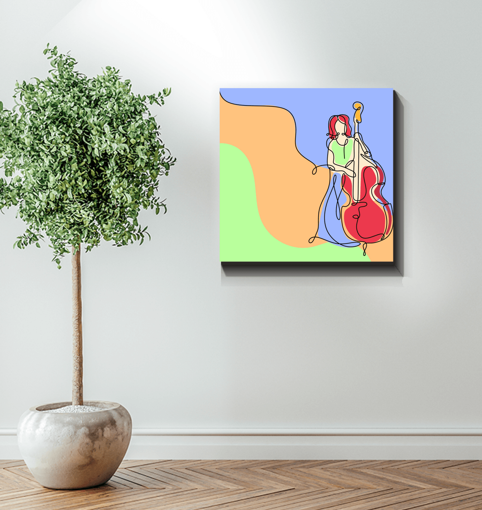Contrabass Line Art 1 Wrapped Canvas - Beyond T-shirts