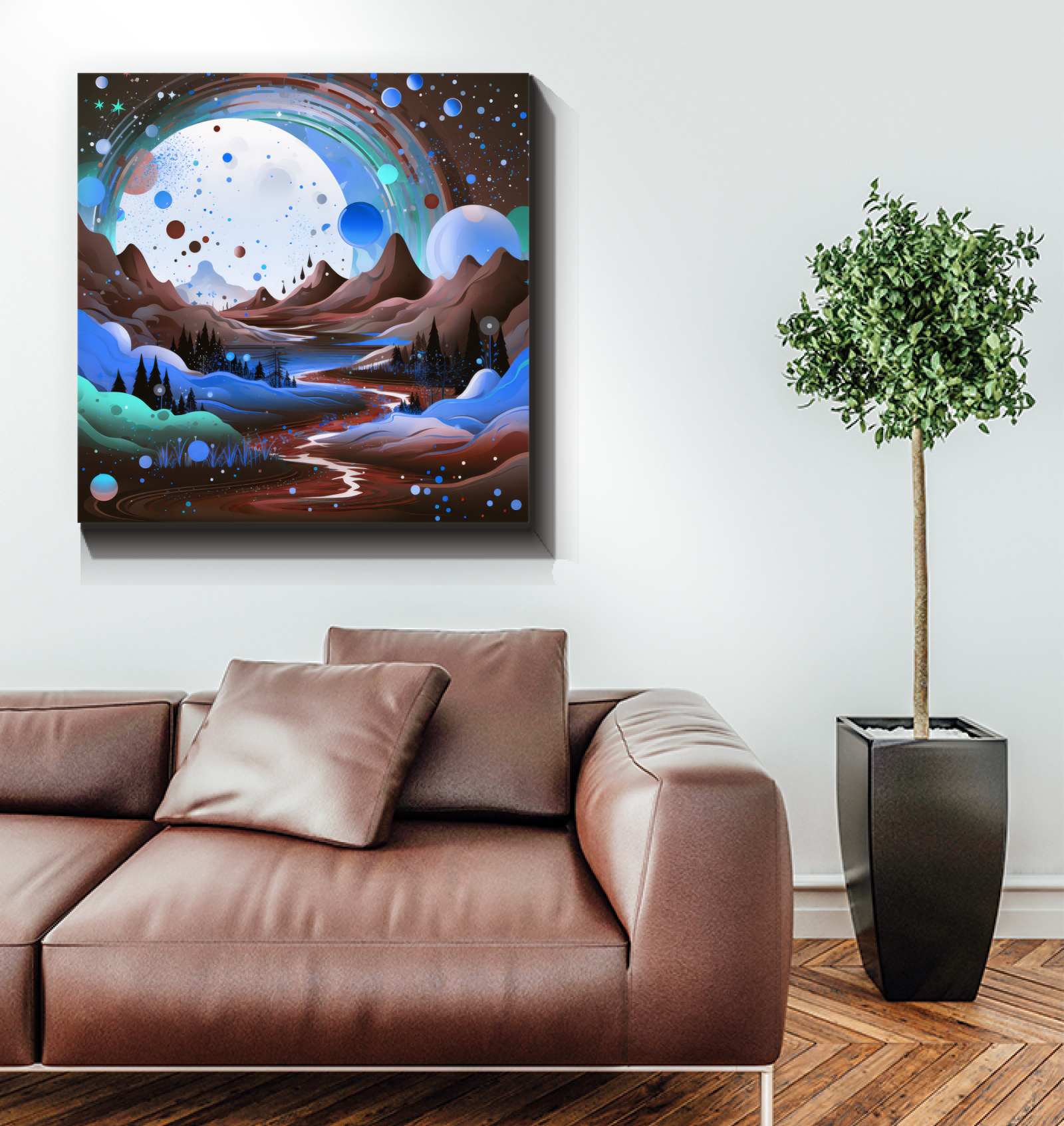 Whimsical Waterways River Landscape Canvas