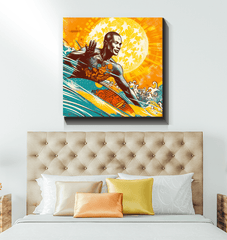 Majestic surf scene on Surfing 5 18 Wrapped Canvas