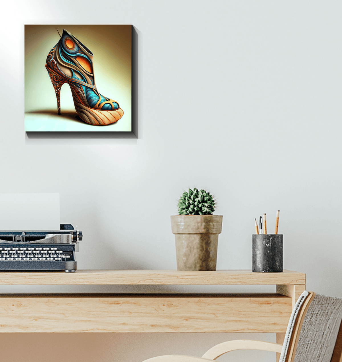 Abstract Fusion: Futuristic Shoe Wrapped Canvas - Beyond T-shirts