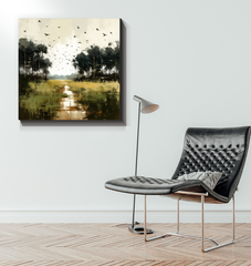 Moonlit Meadows Landscape Wrapped Canvas