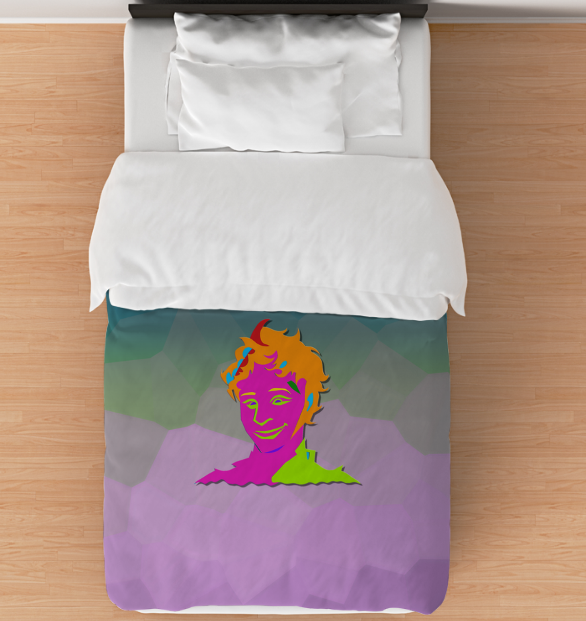 Front view of Fairy Castle Dreamland Comforter on a bed.