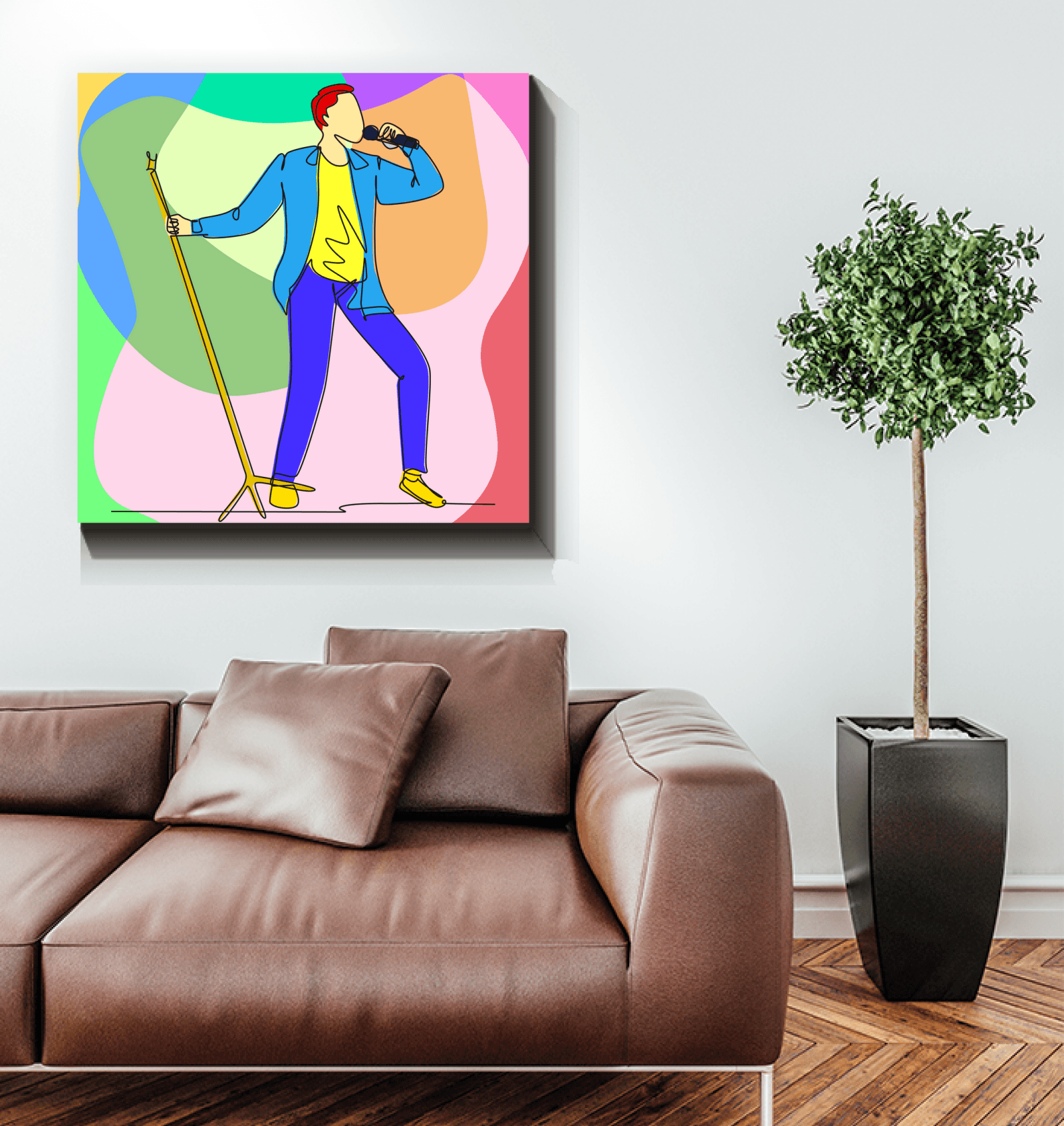 A singer With A Microphone Stand1 Wrapped Canvas - Beyond T-shirts