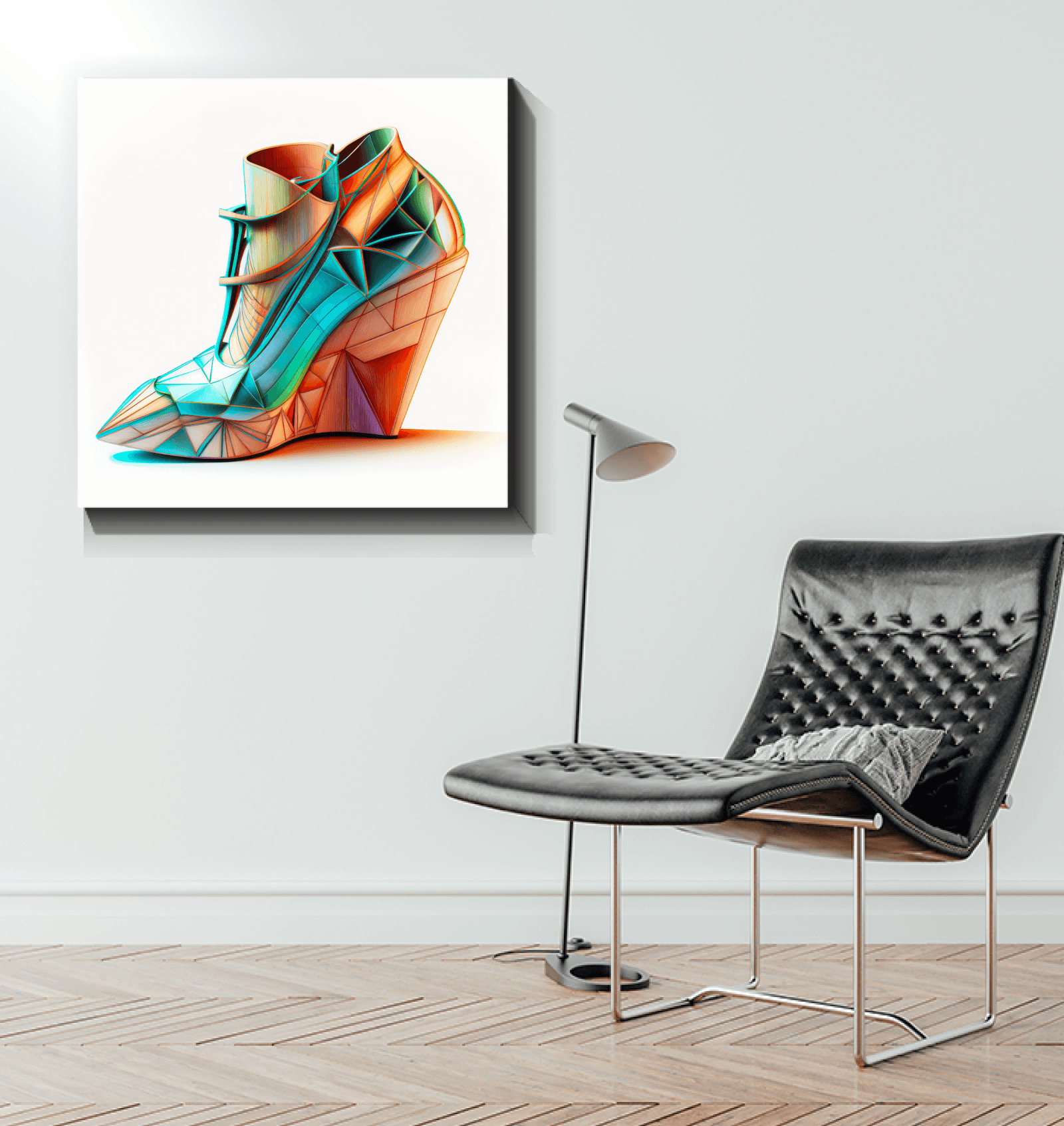 Artful Evolution - Futuristic Shoe Wrapped Canvas - Beyond T-shirts