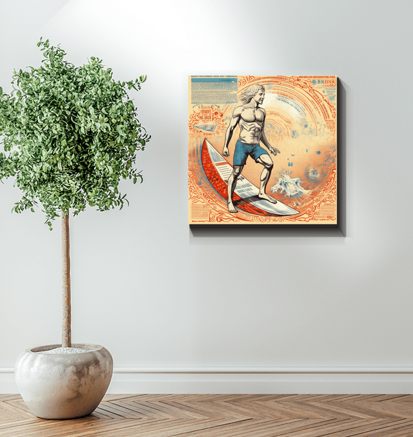 Sunset Surfer Wrapped Canvas - Beyond T-shirts