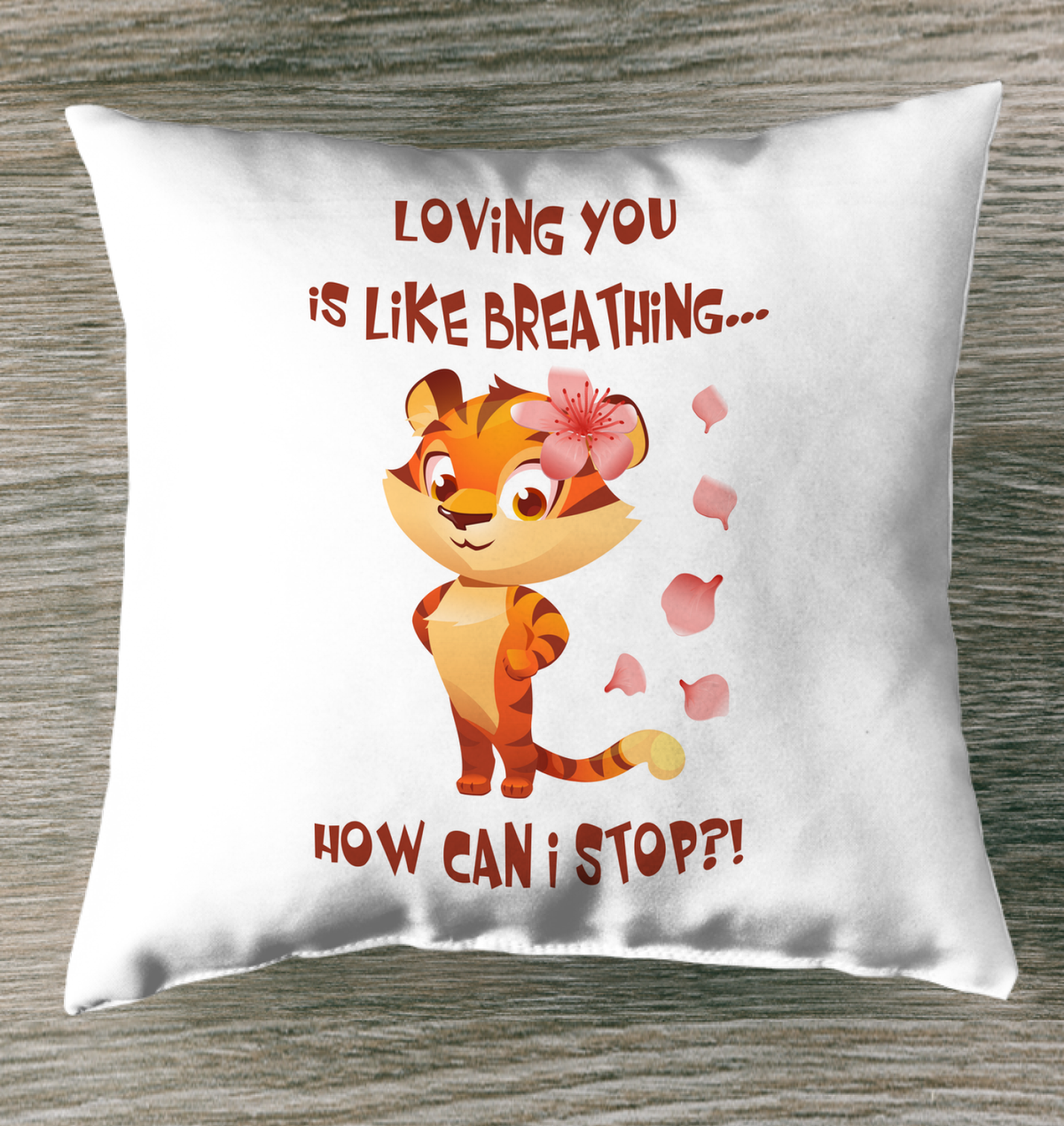 Loving You Is Like Breathing Outdoor Pillow