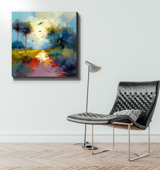 Tranquil Mountain Sunset Wrapped Canvas