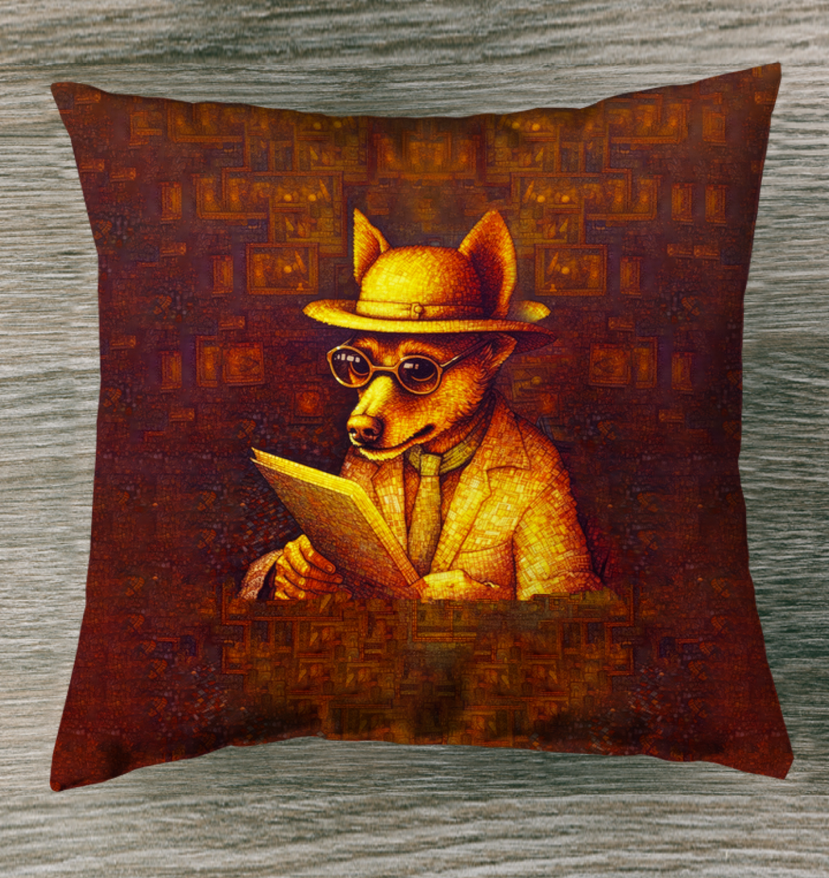 Dog-themed outdoor pillow in summer style