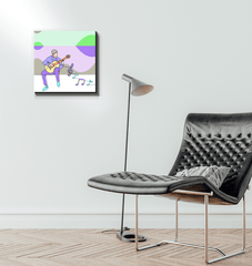 Man Playing Guitar Line Art 2 Wrapped Canvas - Beyond T-shirts