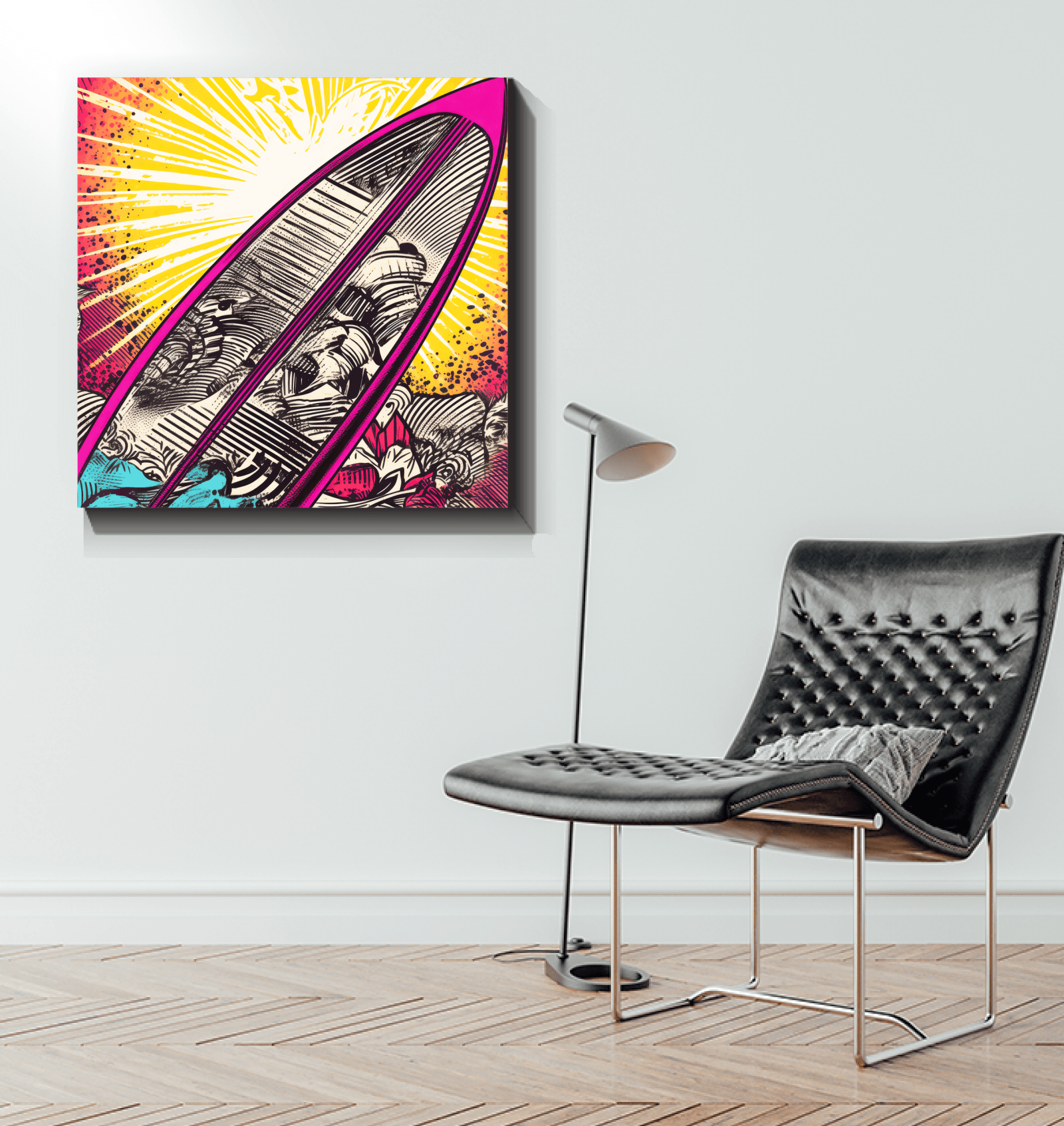 Colorful surf design on Surfing 5 35 Wrapped Art