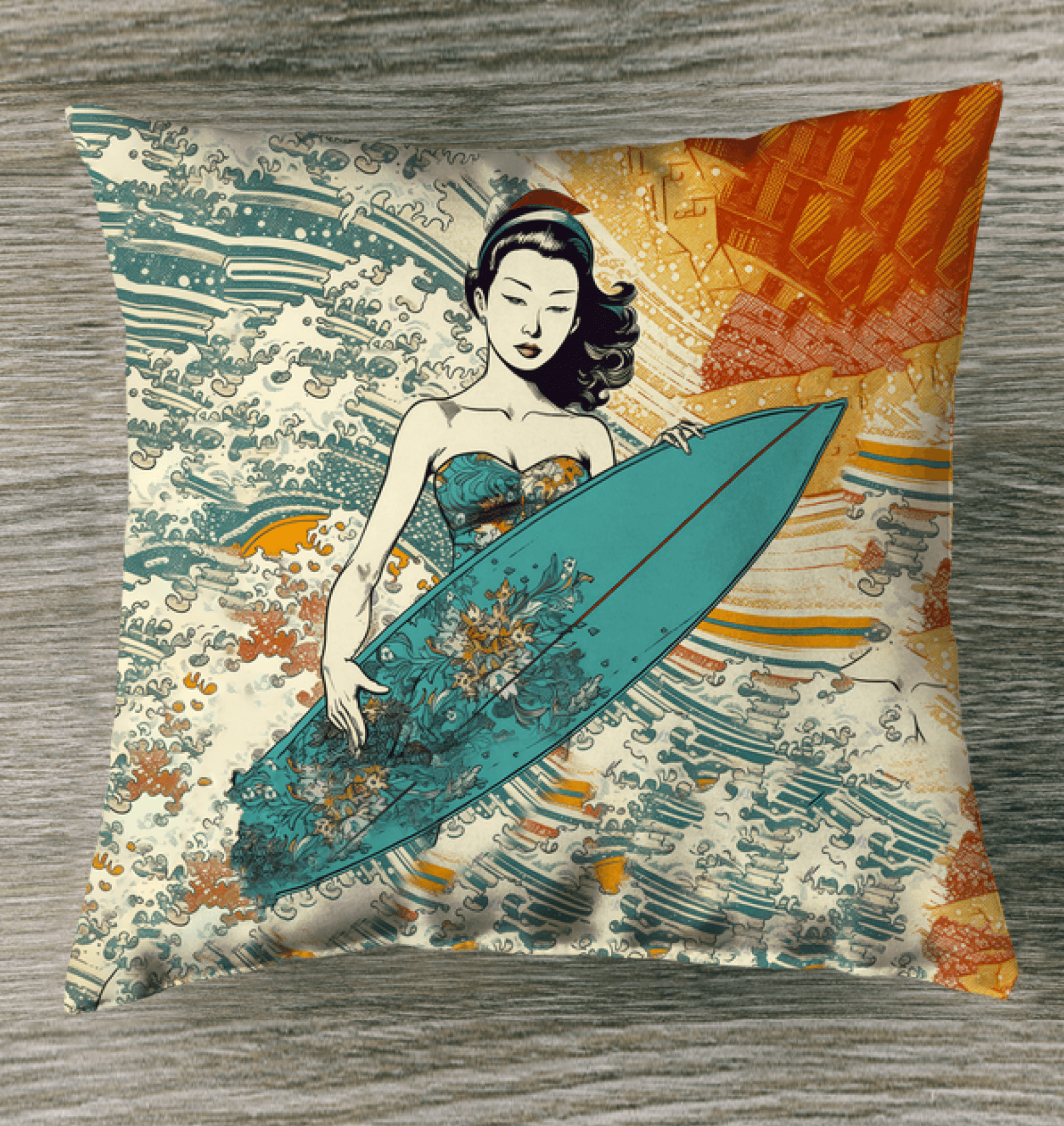 Surfing 1 39 Outdoor Pillow - Beyond T-shirts
