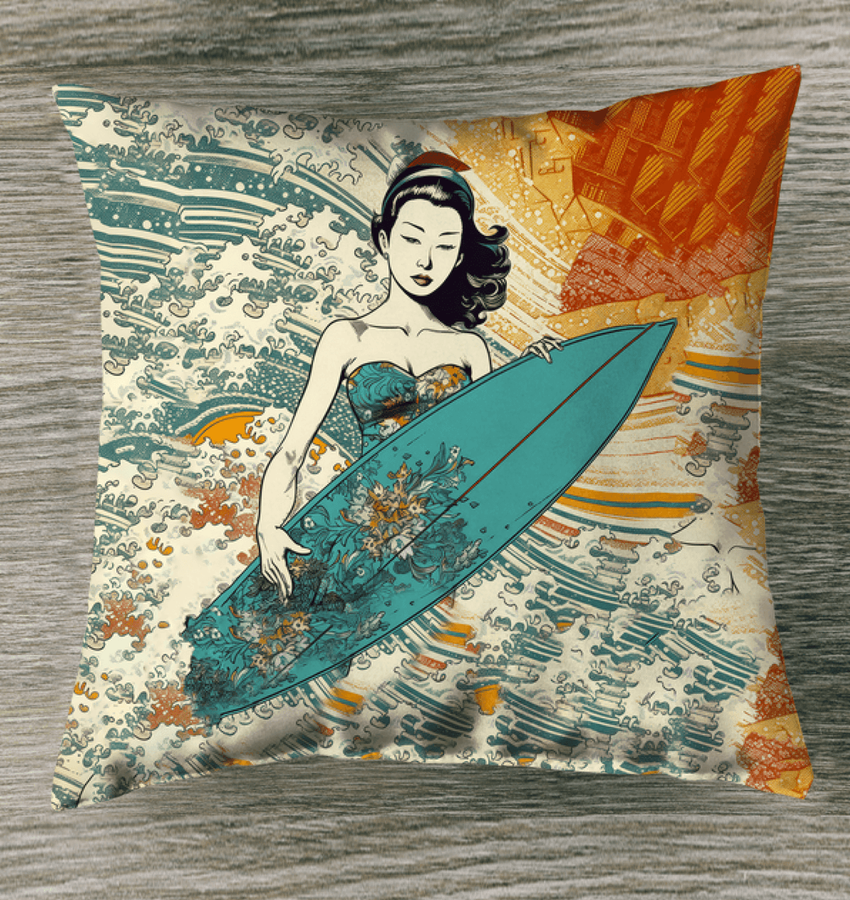Surfing 1 39 Outdoor Pillow - Beyond T-shirts