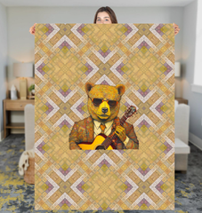 Cozy living room with Bear Haven Sherpa Blanket folded on a chair