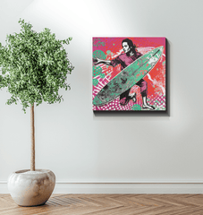Framed Surfing 5 10 Canvas on a wall