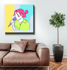 Girl Singing Line Art 1 Wrapped Canvas - Beyond T-shirts
