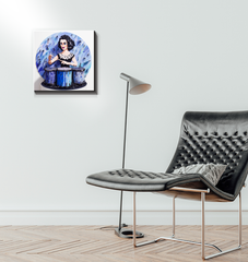 Side view of Avian Serenade Wrapped Canvas highlighting texture.