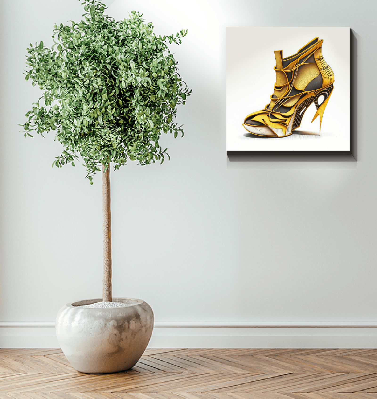 Unveiling Futurism: Shoe Inspired Canvas Art - Beyond T-shirts