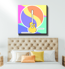 Guitar Line Art 1 Wrapped Canvas - Beyond T-shirts