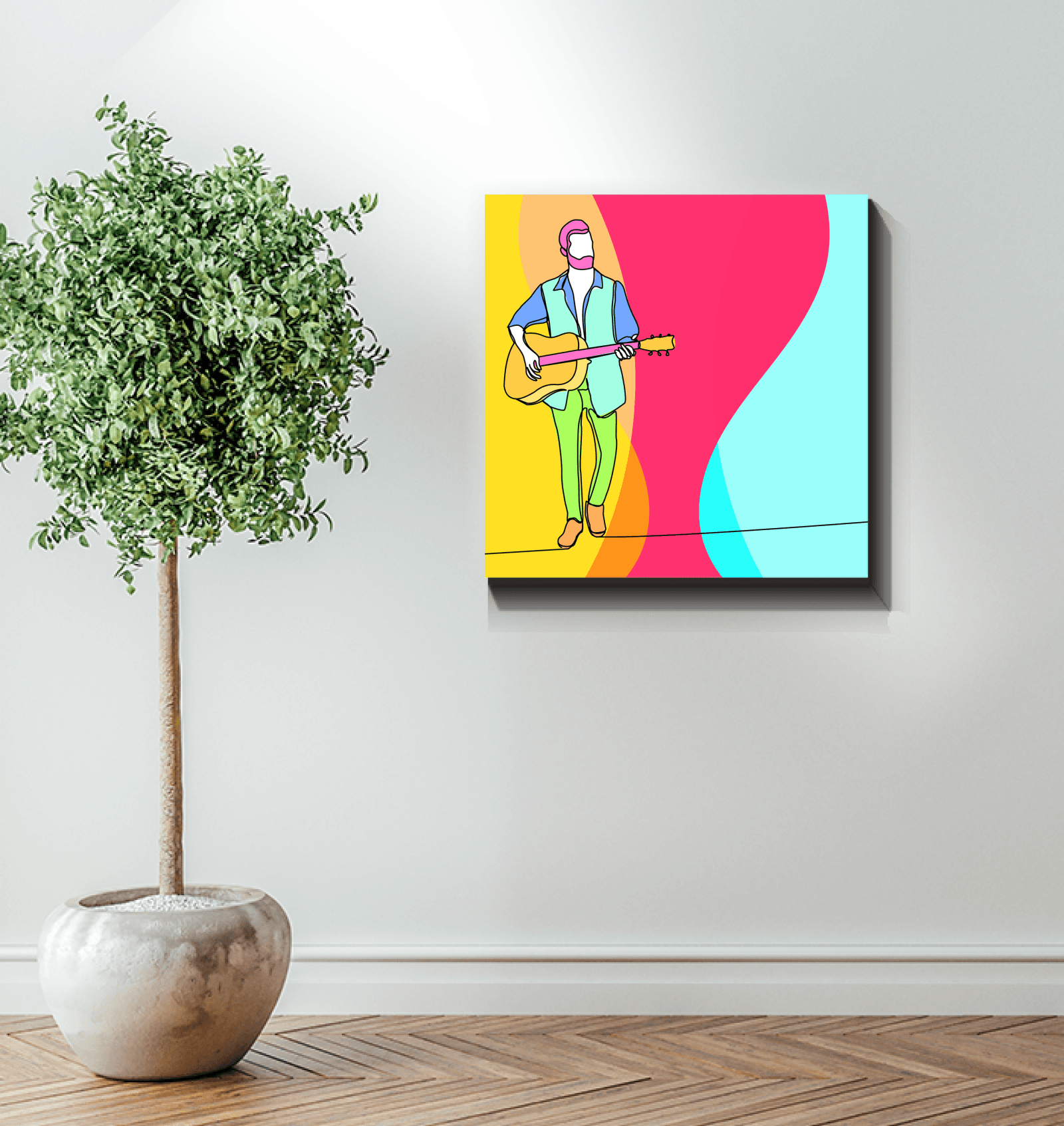Boy Playing Guitar 2 Wrapped Canvas - Beyond T-shirts