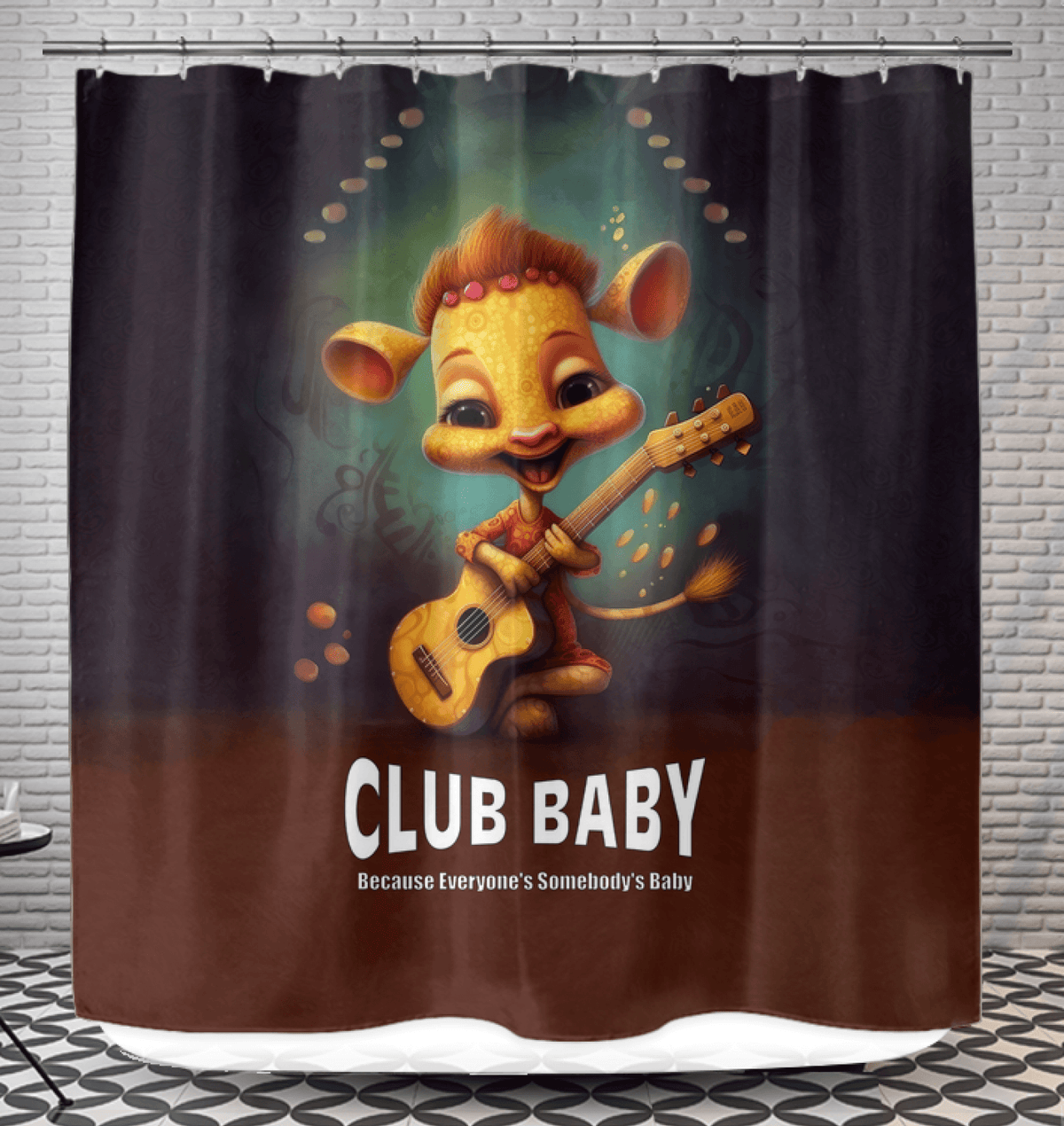 CB3-88 shower curtain elegantly hanging in a modern bathroom, enhancing the decor."