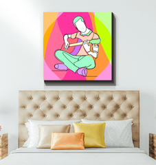 Man Playing Guitar Line Art 1 Wrapped Canvas - Beyond T-shirts