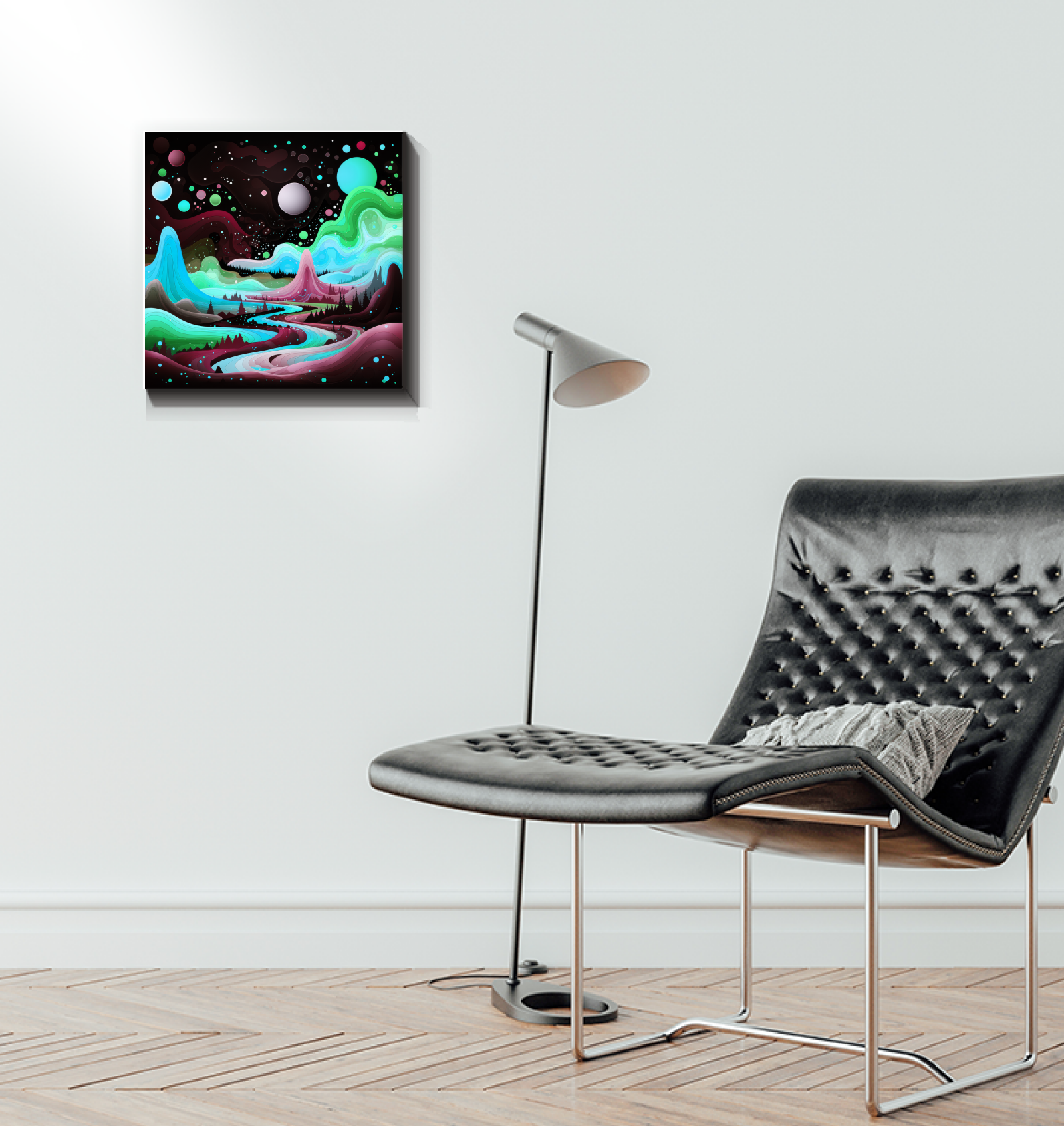 Serene Snowcaps Winter Landscape Canvas