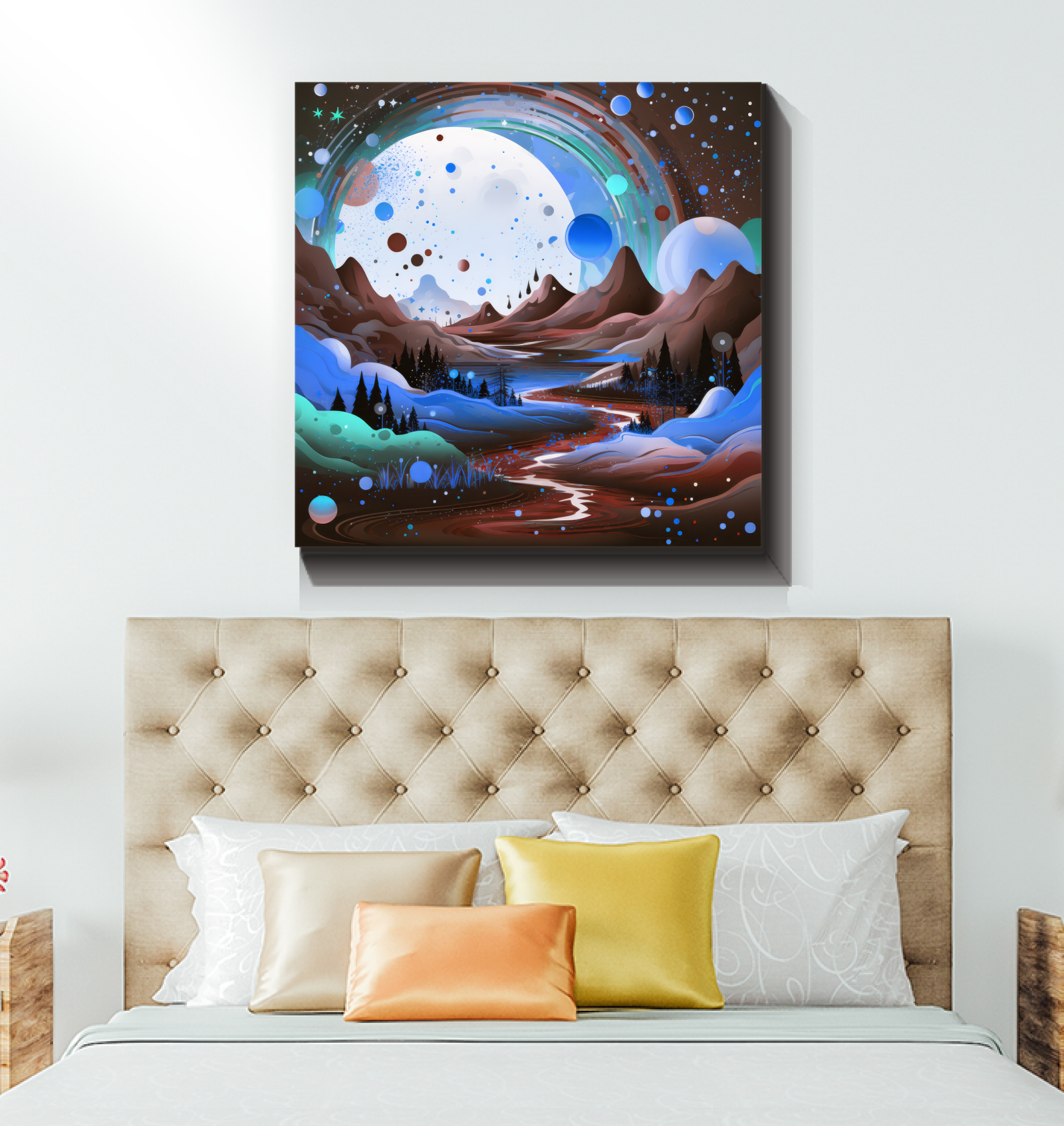 Whimsical Waterways River Landscape Canvas