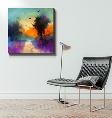 Moonlit Forest Path Wrapped Canvas