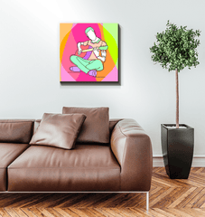 Man Playing Guitar Line Art 1 Wrapped Canvas - Beyond T-shirts